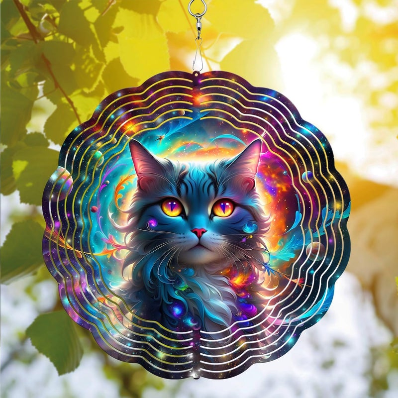 PODMemory Celestial Cat Wind Spinner, Celestial Cat Wind Spinner Hanging for Yard and Garden, Unique Gift Wind Spinner, 3D Hanging Wind Spinner Outdoor - Image 1